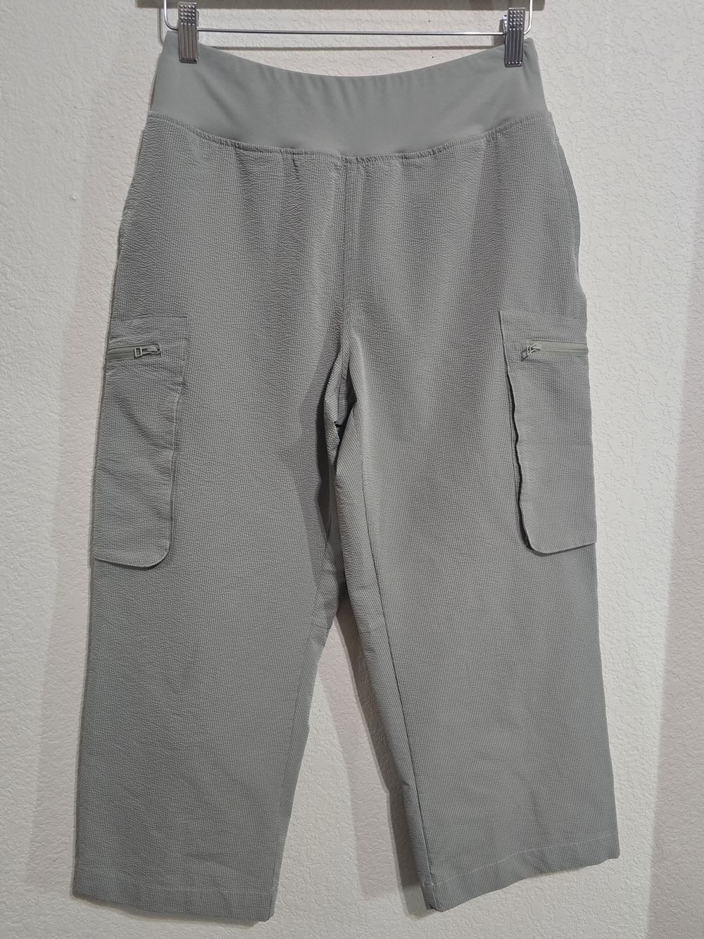 Women's Gray Cargo Pants with Elastic Waistband Minimalist